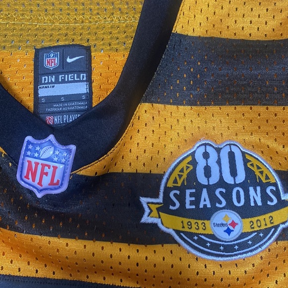 Nike On Field 80 Seasons Roethlisberger #7 Steelers Bumble Bee Jersey - Picture 3 of 5